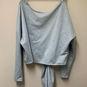Solid tie back backless sweatshirt
